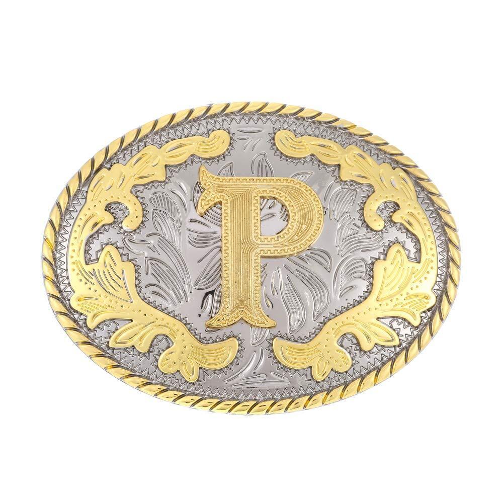 4101 Western Belt Buckle Initial Letters ABCDEFG to Y-Cowboy Rodeo Gold